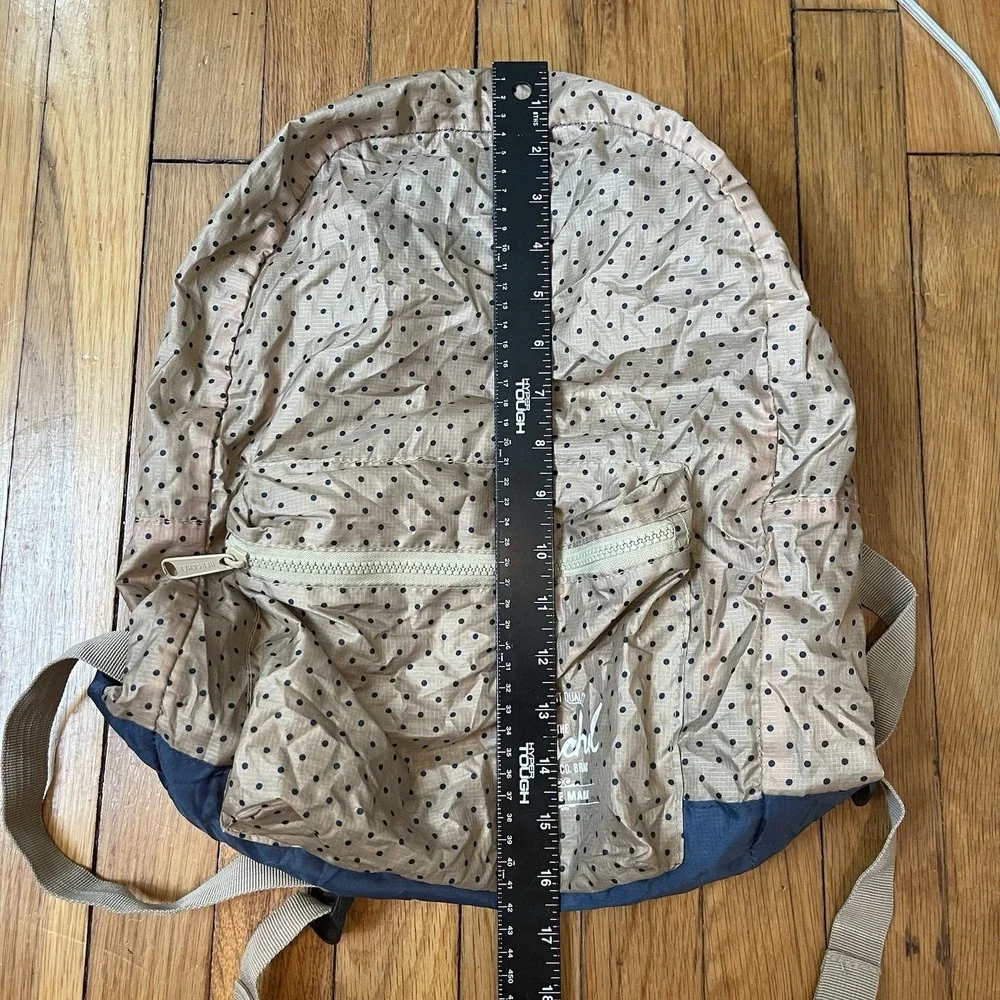 Herschel Supply Co. Packable Daypack Nylon Backpack Tan Polka Dot School Hiking